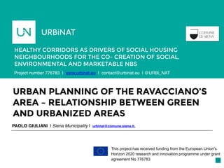 URBAN PLANNING OF THE RAVACCIANO’S
AREA – RELATIONSHIP BETWEEN GREEN
AND URBANIZED AREAS
PAOLO GIULIANI | Siena Municipali...